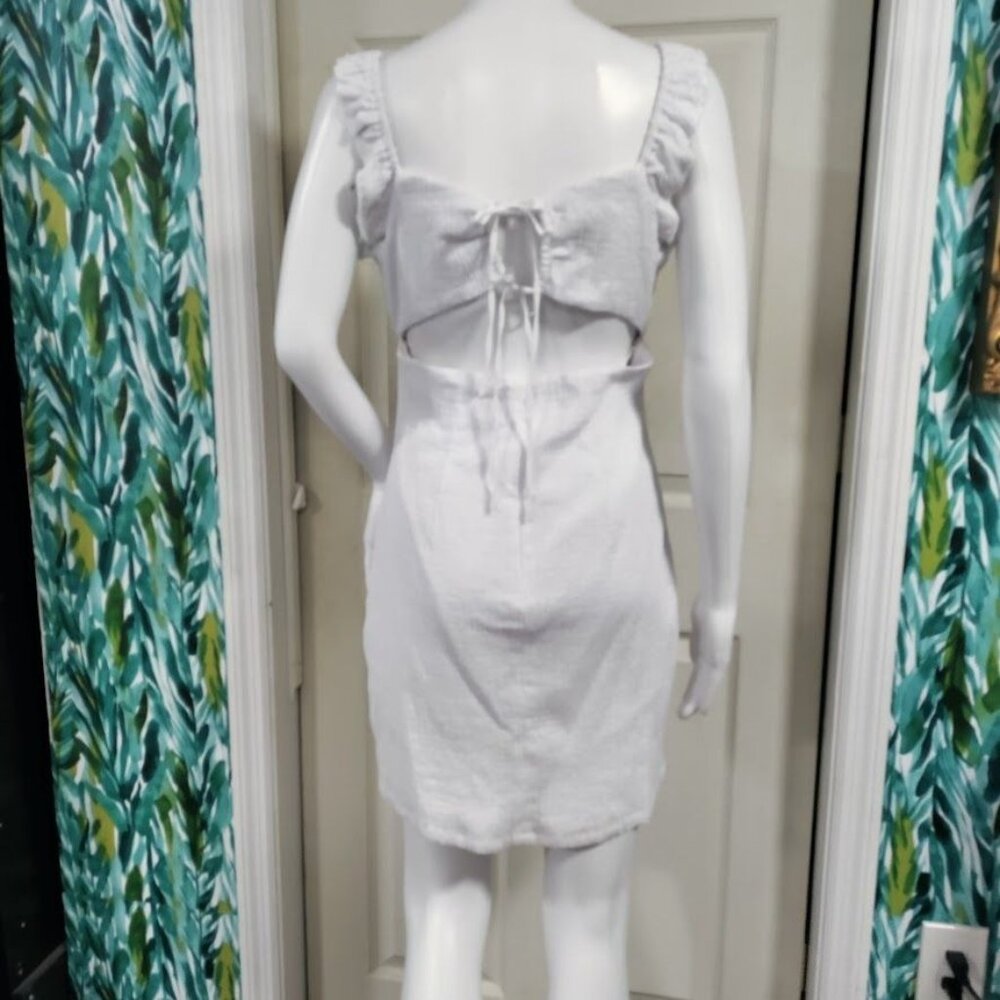 NWT Guess Gauzy Twee Y2k Cottagecore Smocked Mini Dress White Womens Size Medium - Picture 4 of 11